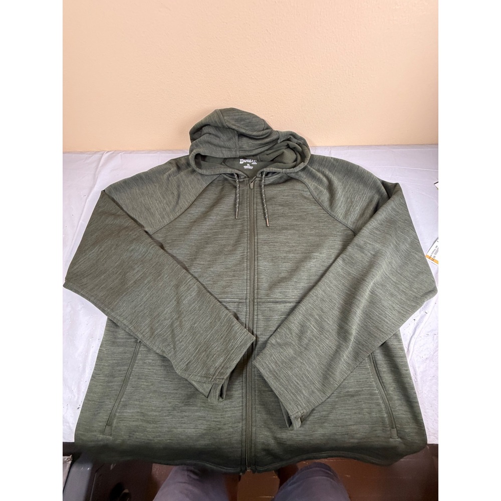 Duluth Trading Co Mens XL Green Full Zip Hoodie Waffle Knit Standard Fit Jacket